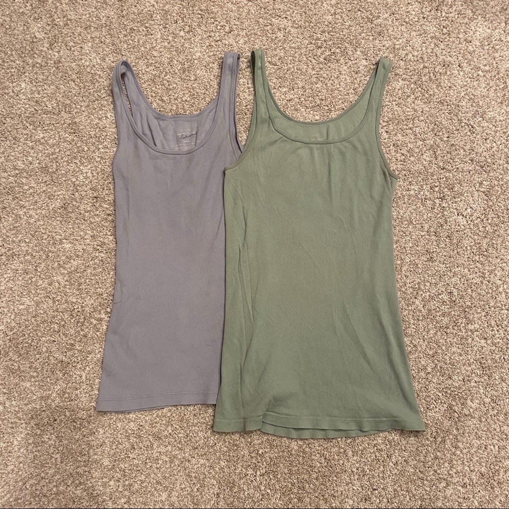J.crew small ribbed tanks mint & blue super soft